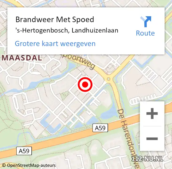 Locatie op kaart van de 112 melding: Brandweer Met Spoed Naar 's-Hertogenbosch, Landhuizenlaan op 26 december 2024 22:51