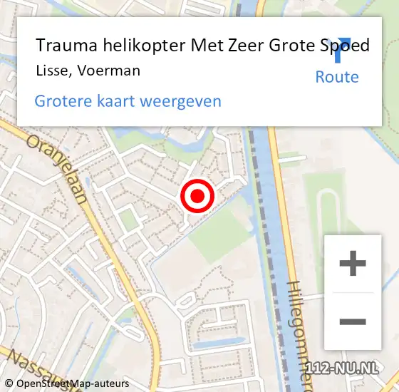 Locatie op kaart van de 112 melding: Trauma helikopter Met Zeer Grote Spoed Naar Lisse, Voerman op 26 december 2024 23:17