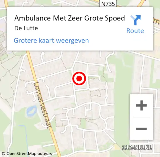 Locatie op kaart van de 112 melding: Ambulance Met Zeer Grote Spoed Naar De Lutte op 26 december 2024 23:20