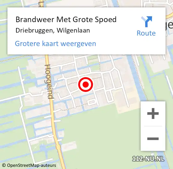 Locatie op kaart van de 112 melding: Brandweer Met Grote Spoed Naar Driebruggen, Wilgenlaan op 26 december 2024 23:41