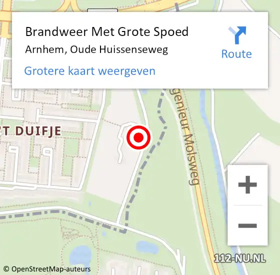 Locatie op kaart van de 112 melding: Brandweer Met Grote Spoed Naar Arnhem, Oude Huissenseweg op 27 december 2024 00:29