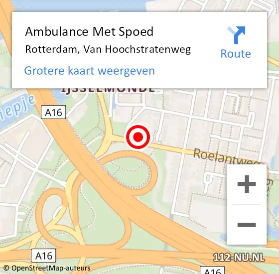 Locatie op kaart van de 112 melding: Ambulance Met Spoed Naar Rotterdam, Van Hoochstratenweg op 27 december 2024 00:42