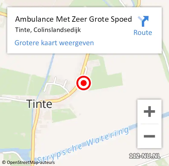 Locatie op kaart van de 112 melding: Ambulance Met Zeer Grote Spoed Naar Tinte, Colinslandsedijk op 27 december 2024 00:50