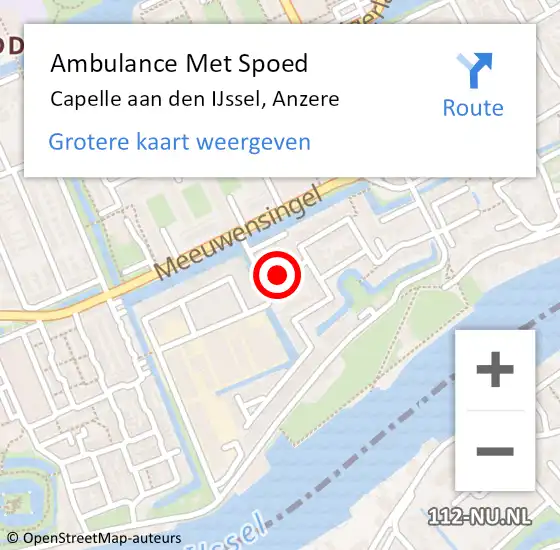 Locatie op kaart van de 112 melding: Ambulance Met Spoed Naar Capelle aan den IJssel, Anzere op 27 december 2024 01:09