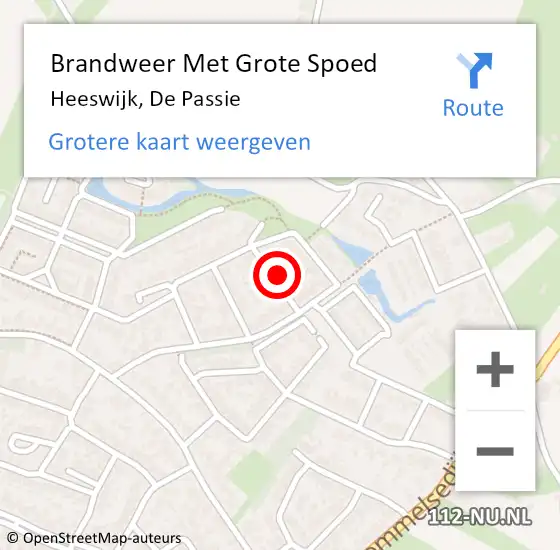 Locatie op kaart van de 112 melding: Brandweer Met Grote Spoed Naar Heeswijk, De Passie op 27 december 2024 01:11