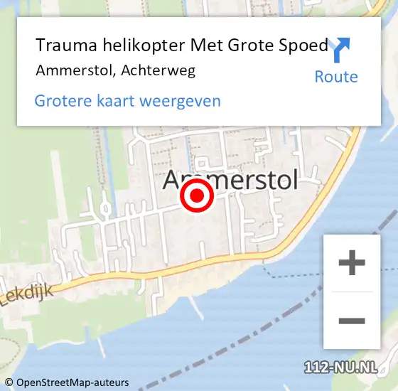 Locatie op kaart van de 112 melding: Trauma helikopter Met Grote Spoed Naar Ammerstol, Achterweg op 27 december 2024 02:00