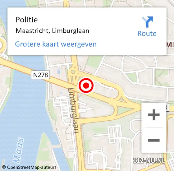 Locatie op kaart van de 112 melding: Politie Maastricht, Limburglaan op 27 december 2024 02:03