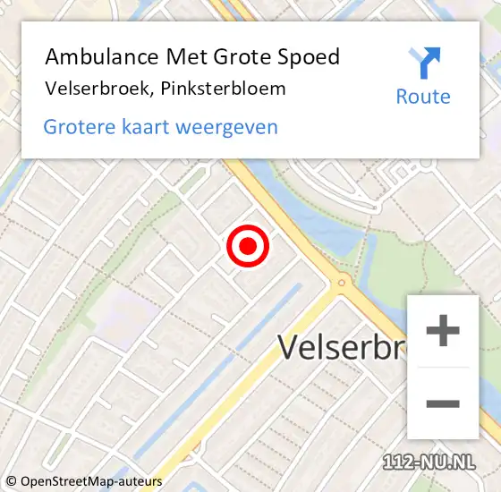 Locatie op kaart van de 112 melding: Ambulance Met Grote Spoed Naar Velserbroek, Pinksterbloem op 27 december 2024 02:13