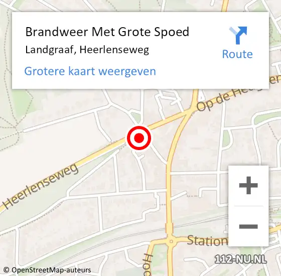 Locatie op kaart van de 112 melding: Brandweer Met Grote Spoed Naar Landgraaf, Heerlenseweg op 27 december 2024 02:23