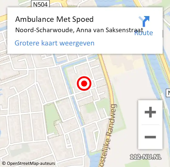 Locatie op kaart van de 112 melding: Ambulance Met Spoed Naar Noord-Scharwoude, Anna van Saksenstraat op 27 december 2024 02:57