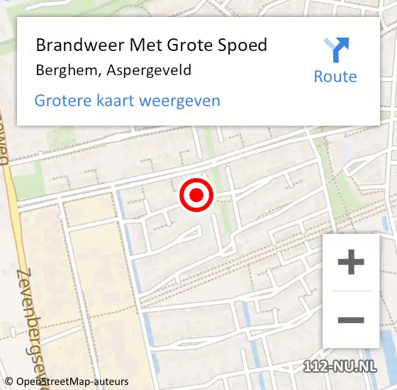 Locatie op kaart van de 112 melding: Brandweer Met Grote Spoed Naar Berghem, Aspergeveld op 27 december 2024 04:04