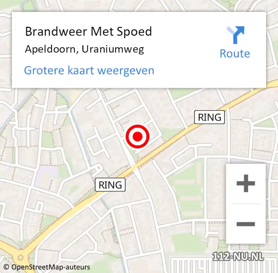 Locatie op kaart van de 112 melding: Brandweer Met Spoed Naar Apeldoorn, Uraniumweg op 27 december 2024 04:37