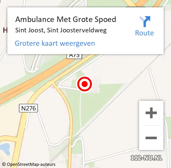 Locatie op kaart van de 112 melding: Ambulance Met Grote Spoed Naar Sint Joost, Sint Joosterveldweg op 27 december 2024 04:39