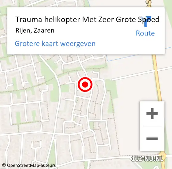 Locatie op kaart van de 112 melding: Trauma helikopter Met Zeer Grote Spoed Naar Rijen, Zaaren op 27 december 2024 04:51