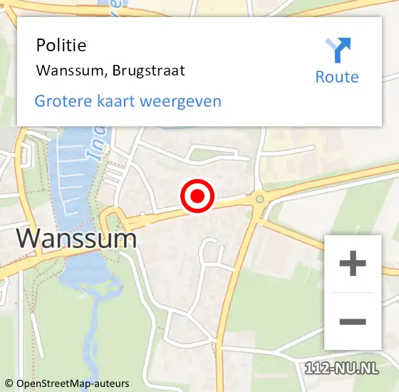 Locatie op kaart van de 112 melding: Politie Wanssum, Brugstraat op 27 december 2024 04:51