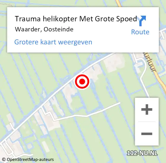 Locatie op kaart van de 112 melding: Trauma helikopter Met Grote Spoed Naar Waarder, Oosteinde op 27 december 2024 06:23