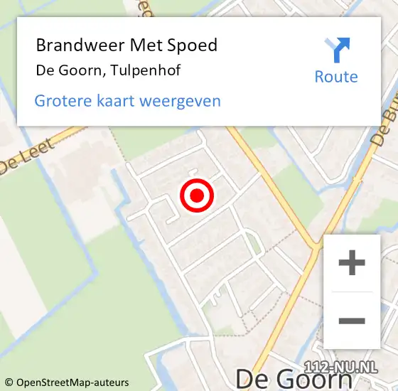 Locatie op kaart van de 112 melding: Brandweer Met Spoed Naar De Goorn, Tulpenhof op 27 december 2024 06:51