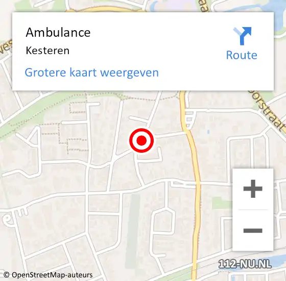 Locatie op kaart van de 112 melding: Ambulance Kesteren op 27 december 2024 07:12