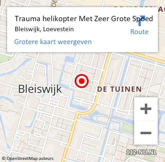 Locatie op kaart van de 112 melding: Trauma helikopter Met Zeer Grote Spoed Naar Bleiswijk, Loevestein op 27 december 2024 07:44