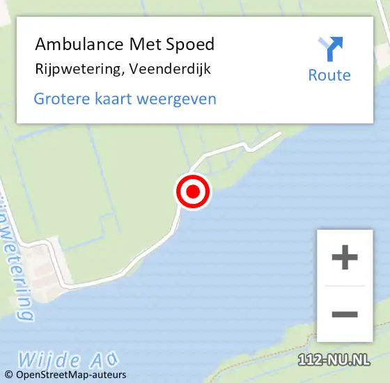 Locatie op kaart van de 112 melding: Ambulance Met Spoed Naar Rijpwetering, Veenderdijk op 27 december 2024 08:44