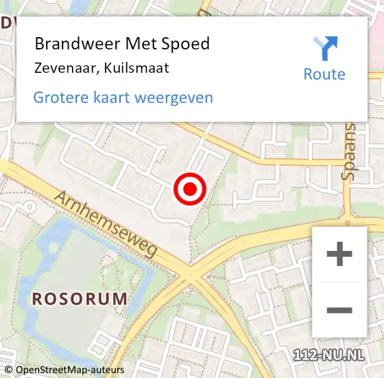 Locatie op kaart van de 112 melding: Brandweer Met Spoed Naar Zevenaar, Kuilsmaat op 27 december 2024 08:57