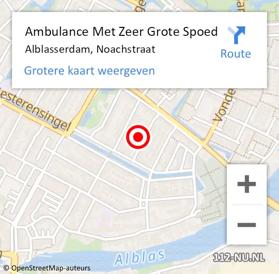 Locatie op kaart van de 112 melding: Ambulance Met Zeer Grote Spoed Naar Alblasserdam, Noachstraat op 27 december 2024 09:17