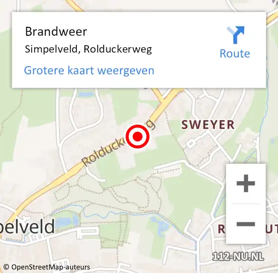 Locatie op kaart van de 112 melding: Brandweer Simpelveld, Rolduckerweg op 31 oktober 2014 18:06