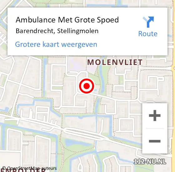 Locatie op kaart van de 112 melding: Ambulance Met Grote Spoed Naar Barendrecht, Stellingmolen op 27 december 2024 10:07