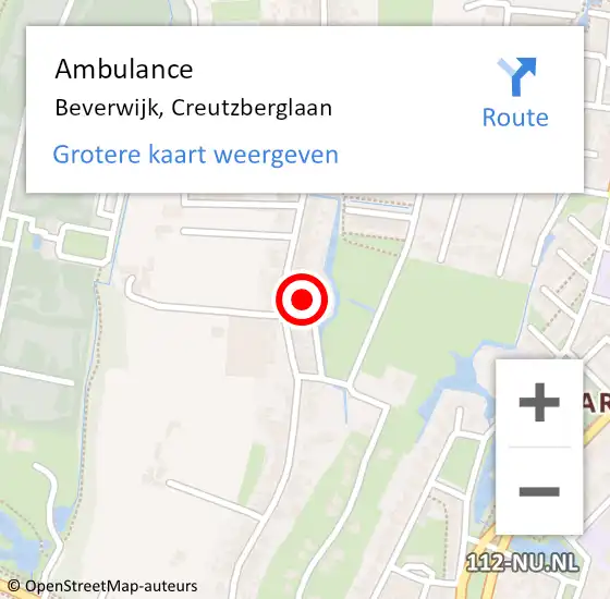 Locatie op kaart van de 112 melding: Ambulance Beverwijk, Creutzberglaan op 27 december 2024 10:19