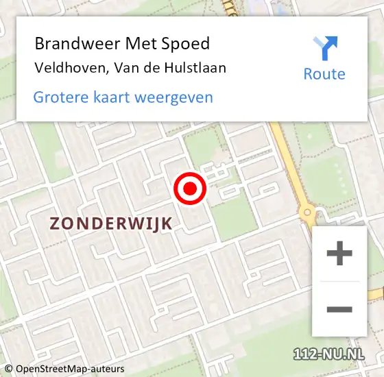 Locatie op kaart van de 112 melding: Brandweer Met Spoed Naar Veldhoven, Van de Hulstlaan op 27 december 2024 10:19