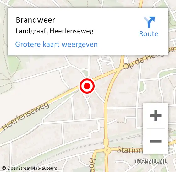 Locatie op kaart van de 112 melding: Brandweer Landgraaf, Heerlenseweg op 27 december 2024 10:52