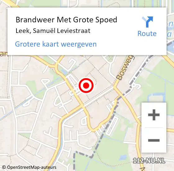 Locatie op kaart van de 112 melding: Brandweer Met Grote Spoed Naar Leek, Samuël Leviestraat op 27 december 2024 10:57