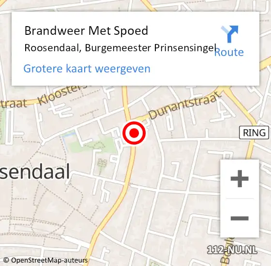 Locatie op kaart van de 112 melding: Brandweer Met Spoed Naar Roosendaal, Burgemeester Prinsensingel op 27 december 2024 11:20