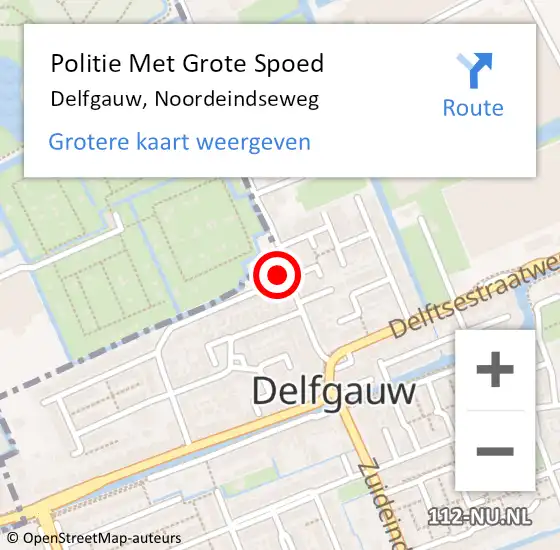 Locatie op kaart van de 112 melding: Politie Met Grote Spoed Naar Delfgauw, Noordeindseweg op 27 december 2024 12:07