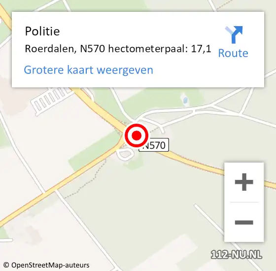 Locatie op kaart van de 112 melding: Politie Roerdalen, N570 hectometerpaal: 17,1 op 27 december 2024 12:07