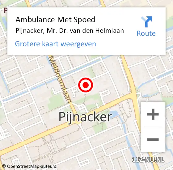 Locatie op kaart van de 112 melding: Ambulance Met Spoed Naar Pijnacker, Mr. Dr. van den Helmlaan op 27 december 2024 12:24