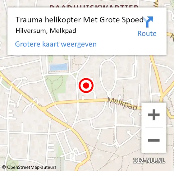 Locatie op kaart van de 112 melding: Trauma helikopter Met Grote Spoed Naar Hilversum, Melkpad op 27 december 2024 12:31