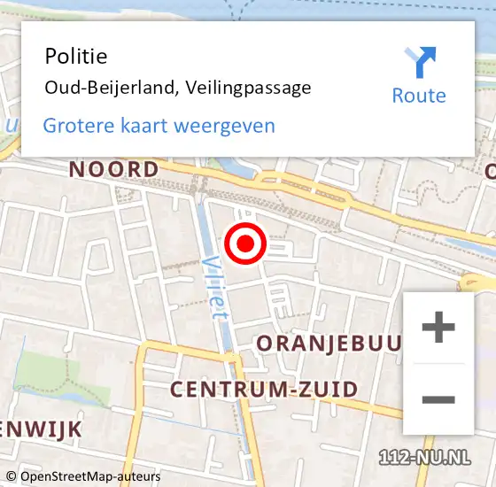 Locatie op kaart van de 112 melding: Politie Oud-Beijerland, Veilingpassage op 27 december 2024 12:36