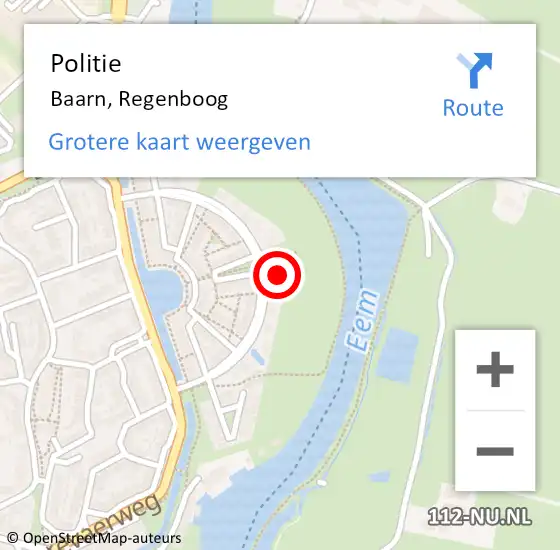 Locatie op kaart van de 112 melding: Politie Baarn, Regenboog op 27 december 2024 13:23