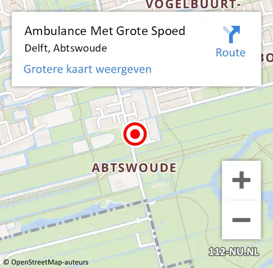 Locatie op kaart van de 112 melding: Ambulance Met Grote Spoed Naar Delft, Abtswoude op 27 december 2024 13:40