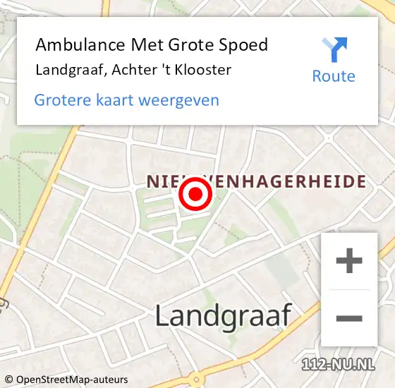 Locatie op kaart van de 112 melding: Ambulance Met Grote Spoed Naar Landgraaf, Achter 't Klooster op 31 oktober 2014 18:36