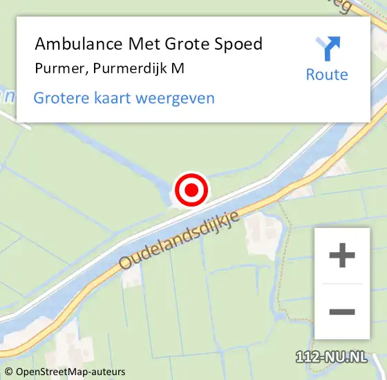 Locatie op kaart van de 112 melding: Ambulance Met Grote Spoed Naar Purmer, Purmerdijk M op 27 december 2024 13:55