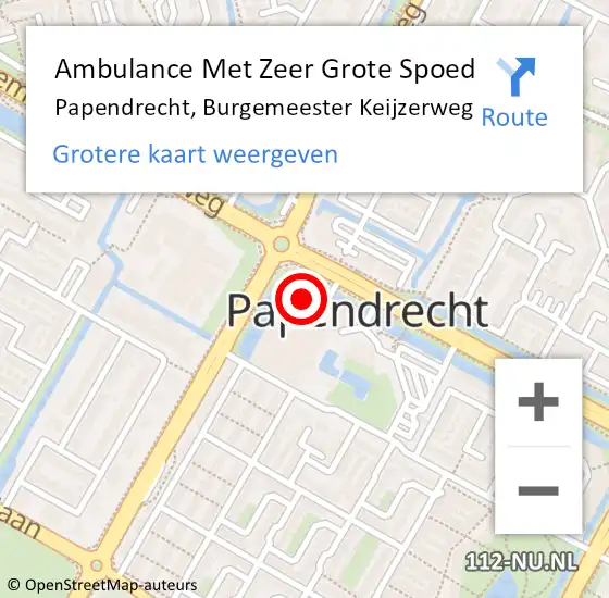 Locatie op kaart van de 112 melding: Ambulance Met Zeer Grote Spoed Naar Papendrecht, Burgemeester Keijzerweg op 27 december 2024 13:56