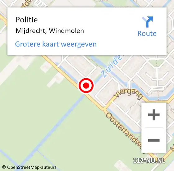 Locatie op kaart van de 112 melding: Politie Mijdrecht, Windmolen op 27 december 2024 14:00