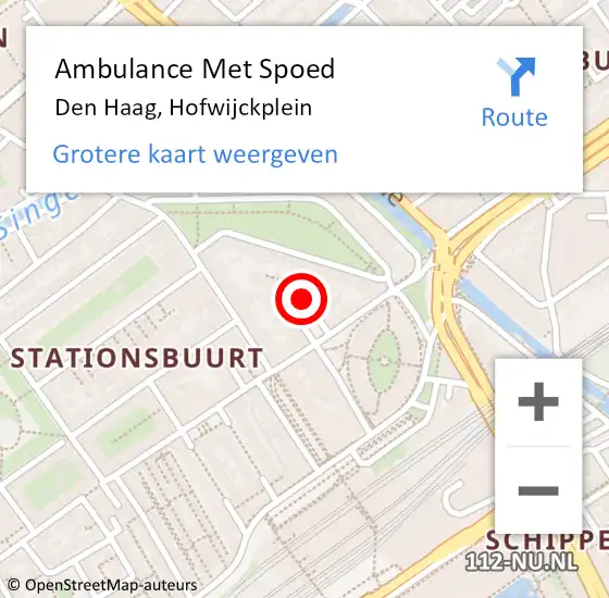 Locatie op kaart van de 112 melding: Ambulance Met Spoed Naar Den Haag, Hofwijckplein op 27 december 2024 14:20