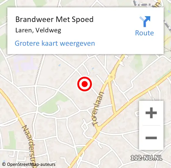 Locatie op kaart van de 112 melding: Brandweer Met Spoed Naar Laren, Veldweg op 27 december 2024 14:49