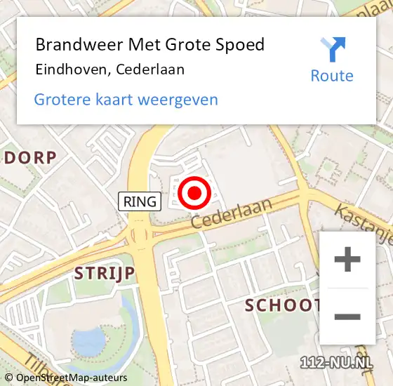 Locatie op kaart van de 112 melding: Brandweer Met Grote Spoed Naar Eindhoven, Cederlaan op 27 december 2024 15:12