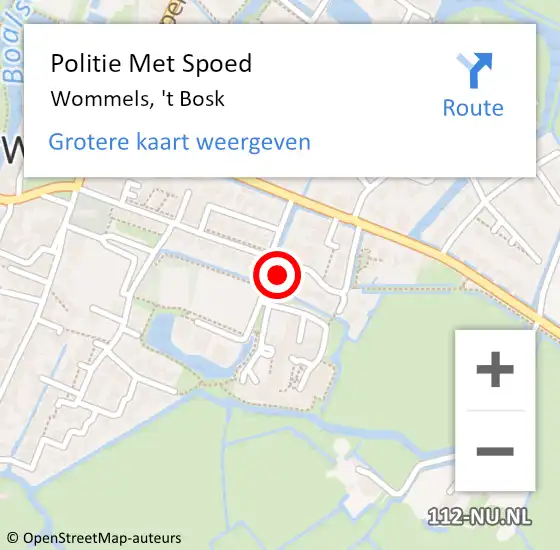 Locatie op kaart van de 112 melding: Politie Met Spoed Naar Wommels, 't Bosk op 27 december 2024 15:21