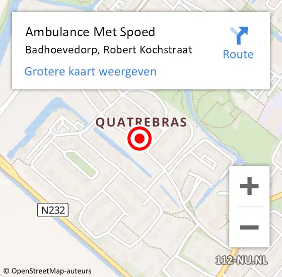 Locatie op kaart van de 112 melding: Ambulance Met Spoed Naar Badhoevedorp, Robert Kochstraat op 27 december 2024 15:24