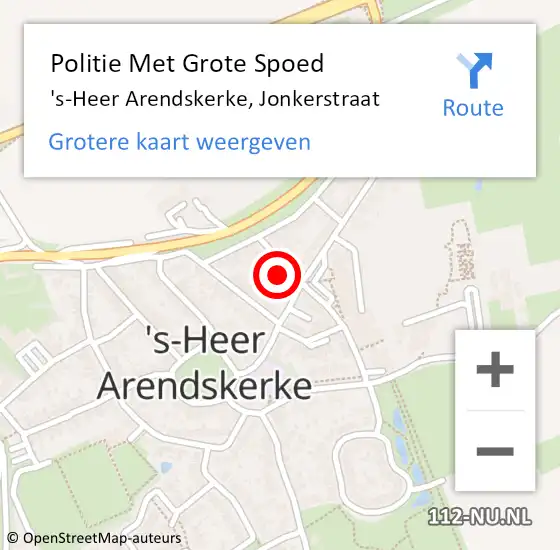 Locatie op kaart van de 112 melding: Politie Met Grote Spoed Naar 's-Heer Arendskerke, Jonkerstraat op 27 december 2024 15:26